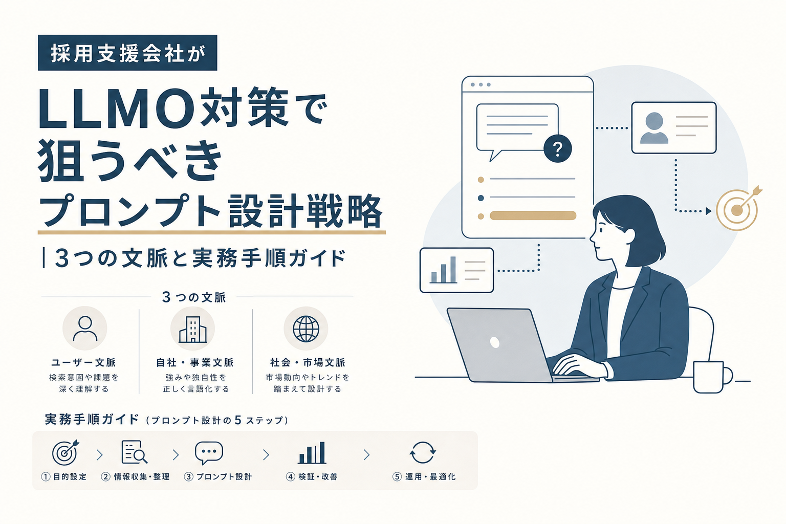 採用支援会社がLLMO対策で狙うべきプロンプト設計戦略|3つの文脈と実務手順ガイド