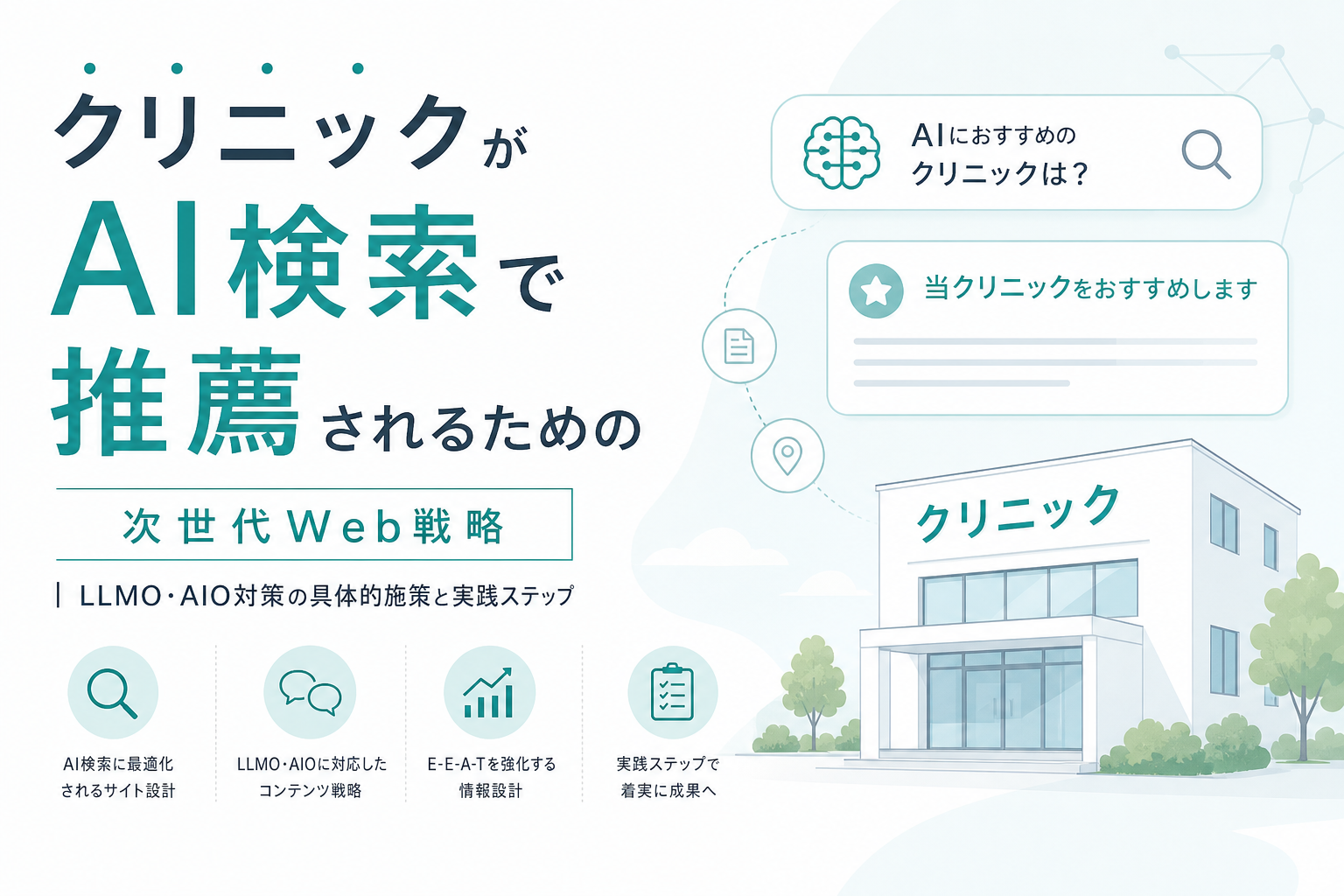 クリニックがAI検索で推薦されるための次世代Web戦略|LLMO・AIO対策の具体的施策と実践ステップ