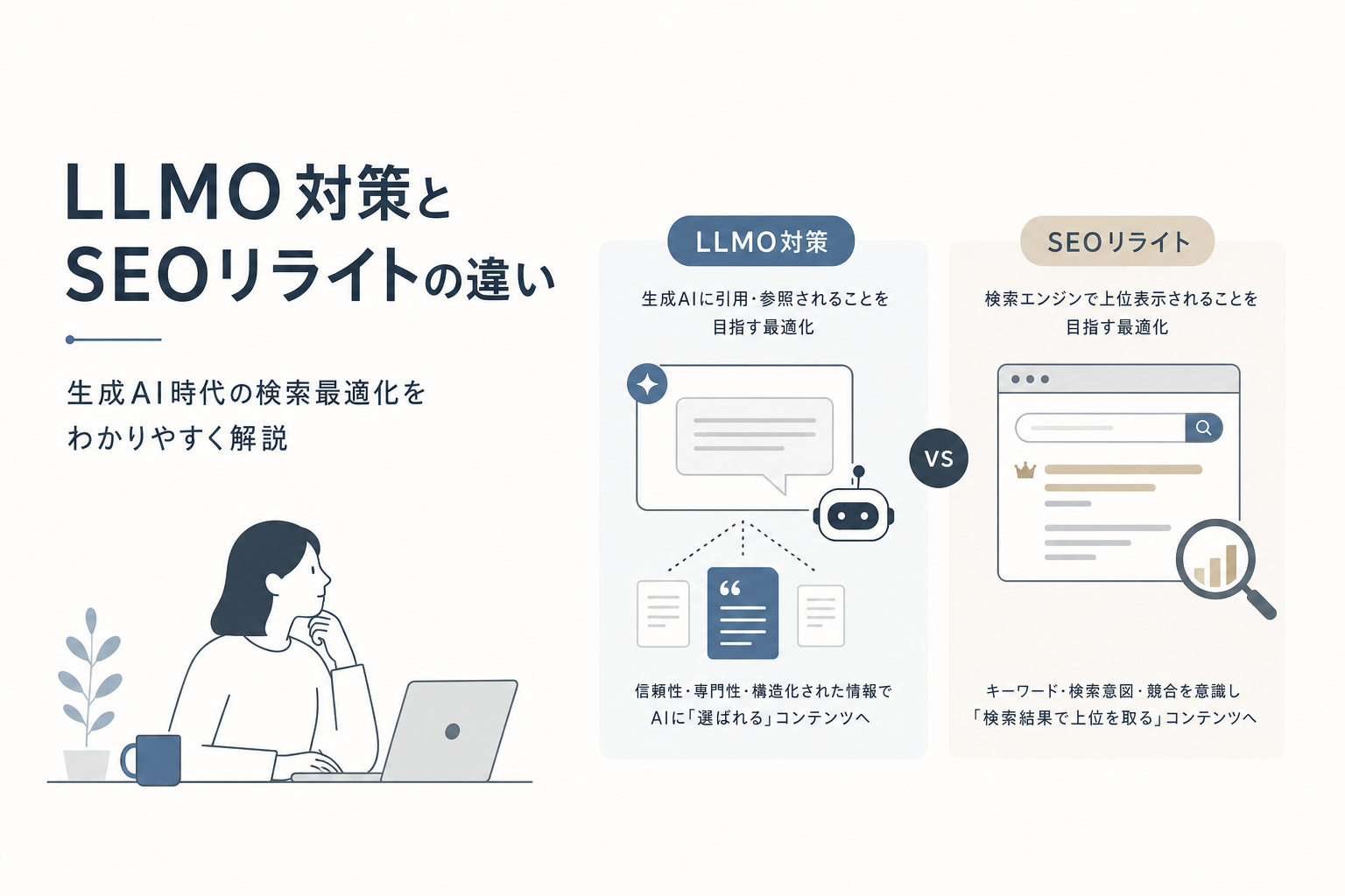 LLMO対策とSEOリライトの違い|生成AI時代の検索最適化をわかりやすく解説