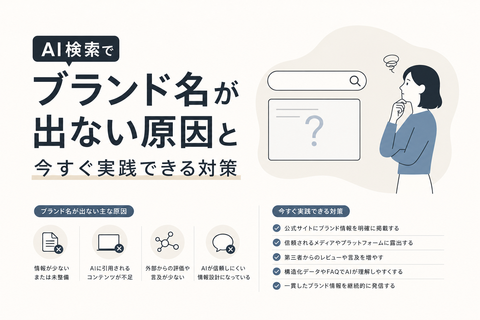 AI検索でブランド名が出ない原因と今すぐ実践できる対策
