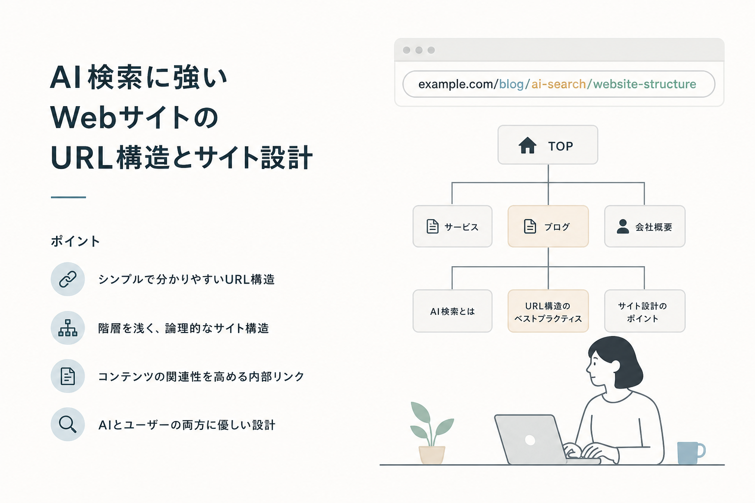 AI検索に強いWebサイトのURL構造とサイト設計——AIO対策で引用されるための実践手順