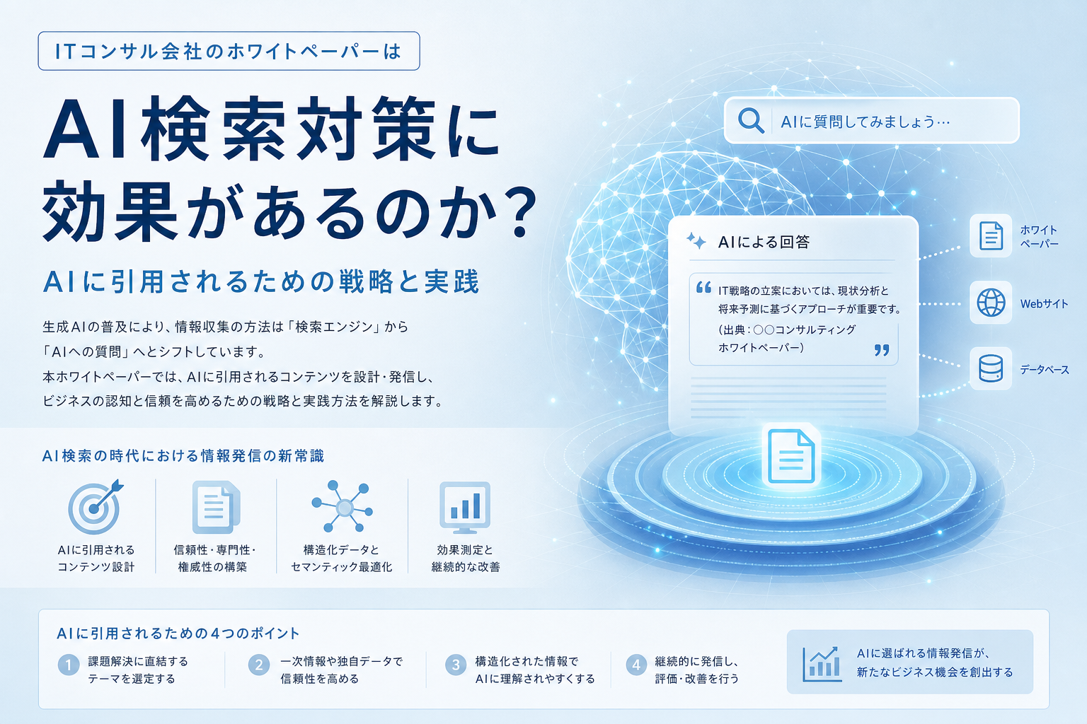 ITコンサル会社のホワイトペーパーはAI検索対策に効果があるのか?AIに引用されるための戦略と実践